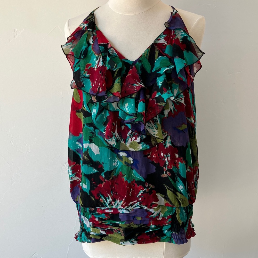 3/$18 Sunny Leigh Multicolor Floral Ruffle Blouse